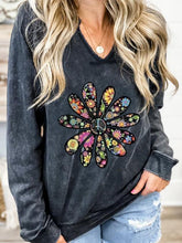 V Neck Floral Casual Sweatshirt