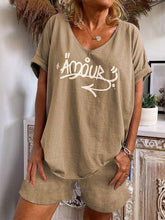 Khaki Short Sleeve Letter Suits