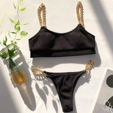 Elasticity Knit White Bikini