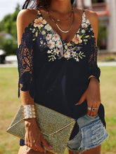Floral-Print Cotton-Blend Casual Short Sleeve Shirts & Tops