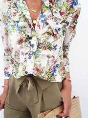 Floral Printed Casual Holiday Shift Long Sleeve Shift Shirts & Tops