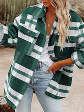 Blouse Color Block Button-Down Spots & Checks Fashion Daily Modern Check Shirt Collar Regular Spring & Fall White / Black Green Light Grey Dark Blue Beige for Women