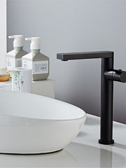 Black Basin Sink Mixer Faucet Brass, Tall Bathroom Taps Single Handle One Hole with Hot and Cold Hose Vessel Water Tap Deck Mounted