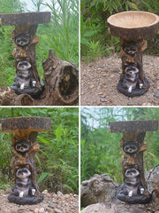Bird Baths for Outdoors, Polyresin Animal Shape Bird Bath with Brown Pedestal, Handmade Wild Bird Feeder and Bird Bath Bowl, Garden Statue and Figurine for Outdoor, Garden, Lawn Yard Decorations