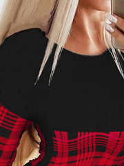 Bodycon Sheath Dress Tartan Dress Mini Dress Red Long Sleeve Plaid Print Winter Fall Spring Crew Neck Fashion Daily S M L XL for Women
