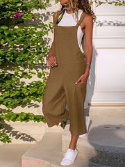 Black Jumpsuit for Women Overall Pocket Solid Color U Neck Streetwear Daily Vacation Regular Fit Strap Wine Army Green S M L Summer