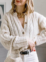 Hollow Button O Neck Cardigan