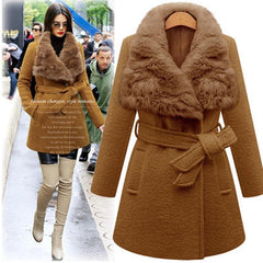 Large Fur Collar Thick Woolen Jacket Coat Outwear