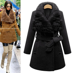 Large Fur Collar Thick Woolen Jacket Coat Outwear