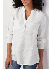 Blouse Black White Yellow Plain Long Sleeve High Neck Regular M for Women
