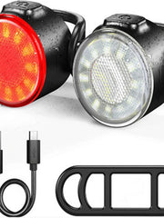 Bike Lights USB Rechargeable Bicycle Safety waterproof Lights - Easy to Mount & Remove/6 Modes, Commuting/Road Cycling LED Bike Lights and Taillight - Be Seen for Kids Women Men Bike Lights