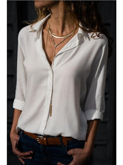 Blouse Shirt Plain Shirt Collar Business Basic Elegant Tops Blue Yellow Gray for Women