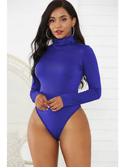Bodysuit Zentai Jumpsuit Wine Almond ArmyGreen Long Sleeve Casual Date High Neck S for Women