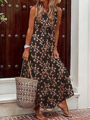 Floral Printed Sleeveless Boho Maxi Dresses