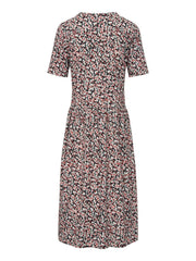 Floral Pockets Midi Dress Summer Short Sleeve Dresses