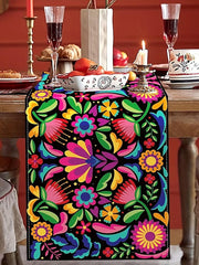 Boho Tablerunner Mexican Spring Table Runner Dining Cotton Boho Table Flag Decor With Tassles, Table Decorations For Dining Weddig Party Holiday