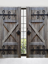 Blackout Curtain Drapes Farmhouse Grommet/Eyelet Barn Wood Door Curtain Panels For Living Room Bedroom Door Kitchen Window Treatments Thermal Insulated Room Darkening