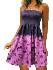 Beach Dress Resort Wear Beach Wear Midi Dress Ruched Backless Casual Floral Strapless Sleeveless Loose Fit Outdoor Daily Light Green Red Spring Summer S M L XL for Women