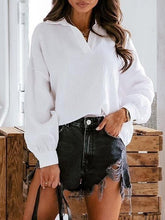 Blouses Lapel Lantern Long Sleeve Solid Blouses for Women
