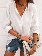 Blouses V-Neck Striped Long Sleeve Loose Blouses for Women