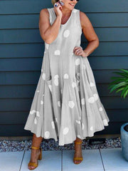 Gray Polka Dots Casual Pockets Dresses