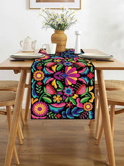Boho Tablerunner Mexican Spring Table Runner Dining Cotton Boho Table Flag Decor With Tassles, Table Decorations For Dining Weddig Party Holiday