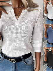 Blouse Undershirt Bottoming Shirt Black White Blue Solid Color Plain Long Sleeve Casual Basic V Neck Regular S for Women