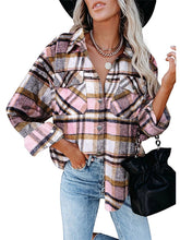 Blouse Streetwear Button-Down Grid Pattern Fashion Daily Check Shirt Collar Regular Spring & Fall Light Coffee Green Pink Orange Red for Women