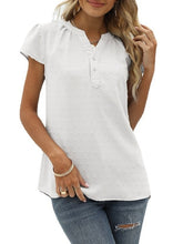 Blouse Jacquard Solid / Plain Color Daily V Neck Cap Sleeve Summer Light Blue Black White Pink Dark Pink for Women