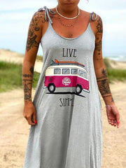 Gray Sleeveless Swing Spaghetti Dresses