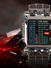 Boys Mens Fashion Binary LED Digital Wristwatch Date Square Dial Casual Plastic Strap Bracelet Watch lovely Style