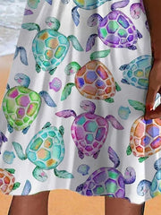 Beach Dress Beach Wear Midi Dress Print Tropical Fashion Animal V Neck Short Sleeve Tailored Fit Outdoor Daily White Summer Spring S M L XL for Women