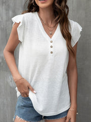 Blouse Pure Color Solid / Plain Color Basic V Neck Bell Sleeves Summer Black White Light Purple for Women