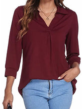 Blouse T shirt Basic Plain Daily V Neck Regular Spring & Fall Green Blue White Black Dark Red for Women