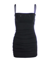 Bodycon Sheath Dress Slip Dress Mini Dress Black White Pink Sleeveless Pure Color Ruched Spring Summer Spaghetti Strap Formal Slim XS S M L XL for Women