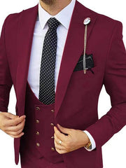 Black Yellow Red Men's Wedding Suits 3 Piece Solid Colored Standard Fit Single Breasted One-button