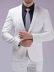 Black White Pink Men's Wedding Party / Evening Suits 2 Piece Notch Solid Colored Standard Fit Single Breasted One-button