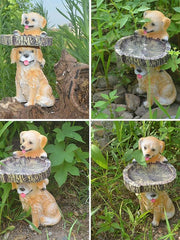 Bird Baths for Outdoors, Polyresin Animal Shape Bird Bath with Brown Pedestal, Handmade Wild Bird Feeder and Bird Bath Bowl, Garden Statue and Figurine for Outdoor, Garden, Lawn Yard Decorations
