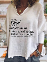 Blouse Black White Text Print Long Sleeve Daily Weekend Basic V Neck Regular Painting S for Women