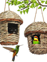 Bird House for Outside Hanging,Grass Handwoven Bird Nest,Hummingbird House,Natural Bird Hut Outdoor,Birdhouse for Kids,Songbirds House