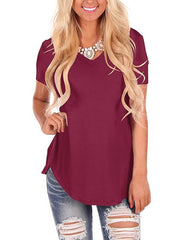 Blouse T shirt Basic V Neck Plain Modern V Neck T-shirt Sleeve Regular Summer Green Blue White Black Red for Women