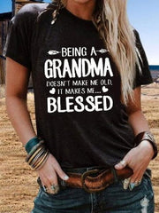 Being A Grandma Cotton-Blend Tshirts for Women