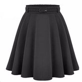 High Waist Knee Length Pleated Skirt