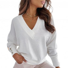 sweater Autumn Solid Color Deep V Neck Pocket Single-breasted Long Sleeve Pullover Knitted Cardigan Tops Oversized