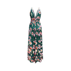 Women's Sling Floral Long Dresses arrival Summer Boho V-Neck Sleeveless Party Beach Floarl Print Maxi Dress Casual Sundress