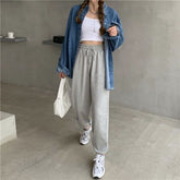 Women's Sports Pants Oversize Gray Joggers Sweatpants Loose Track Black Jogging Trousers For FemaleFashion