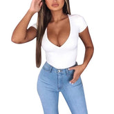 Short Sleeve Casual Basic Bodysuits
