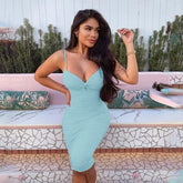 Strap V Neck Bodycon Midi Dress