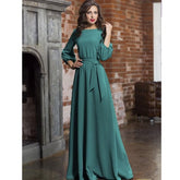 Vintage Lantern Sleeve Elegant Bandage Floor-Length Dress