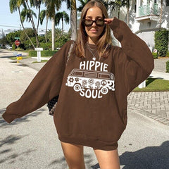 Hippie Soul Buses Print Sweatshirts